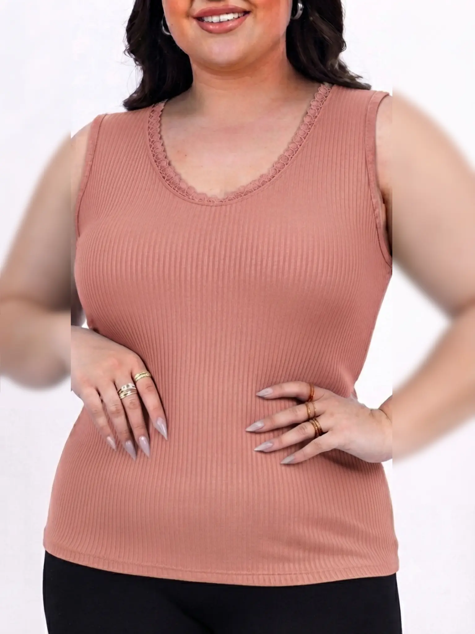 تاپ زنانه سایز بزرگ نخی یقه گیپور (کبریتی ریز)